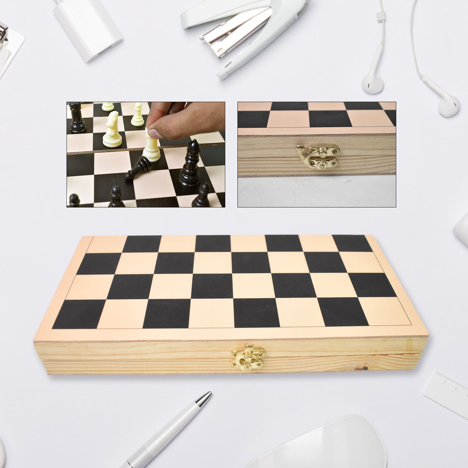 Folding Wooden Chess Board Set (30  30 Cm  1 Set) Folding Wooden Chess Board Set (30  30 Cm  1 Set)